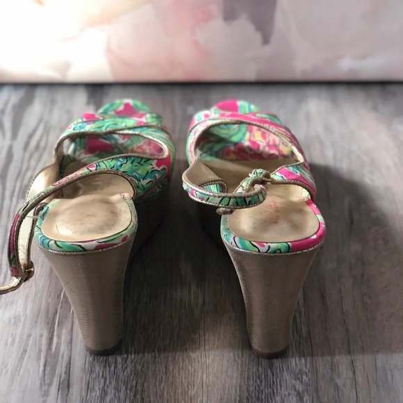 - Lilly Pulitzer Womens 8.5 Ginger Spike The Punch Colorful Floral Wedges … - Picture 3 of 5